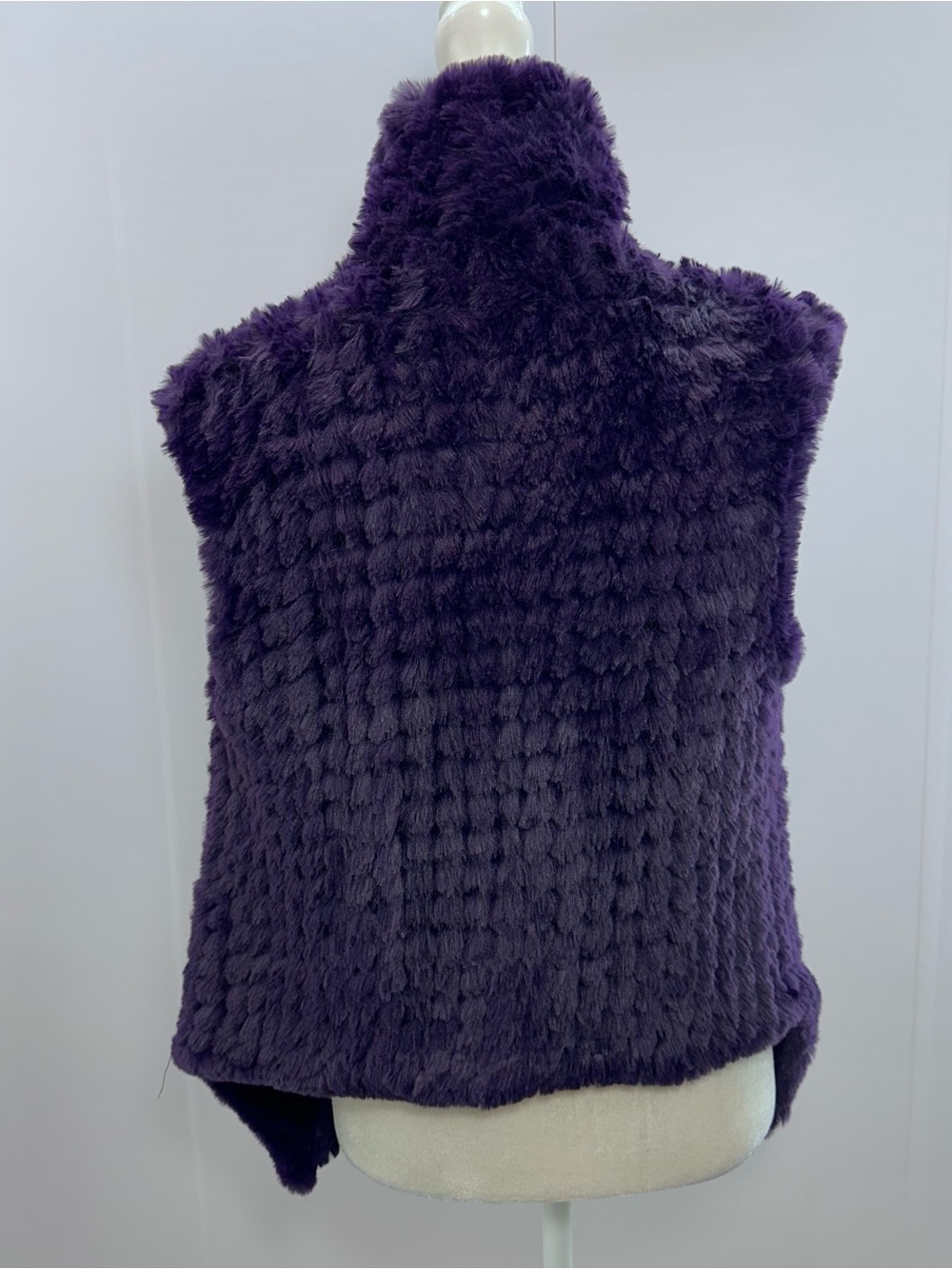 Stella + Lorenzo Plush Deep Purple Faux Fur Vest - Picture 2 of 8